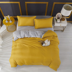 Mustard Grey Reversible Bedding Set