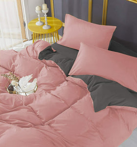 Pink Grey Reversible Bedding Set