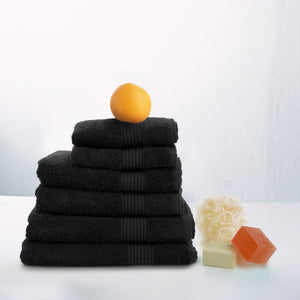 Oasis Black Set Of 2 Cotton Towels