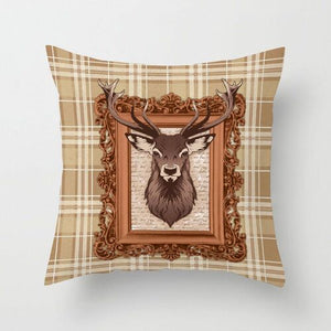 Stag Check Beige Cushion Cover