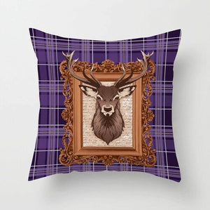 Stag Check Purple Cushion Cover