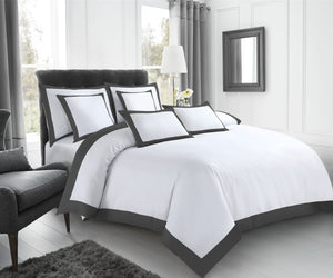 Grey and White Cotton Duvet Cover Set