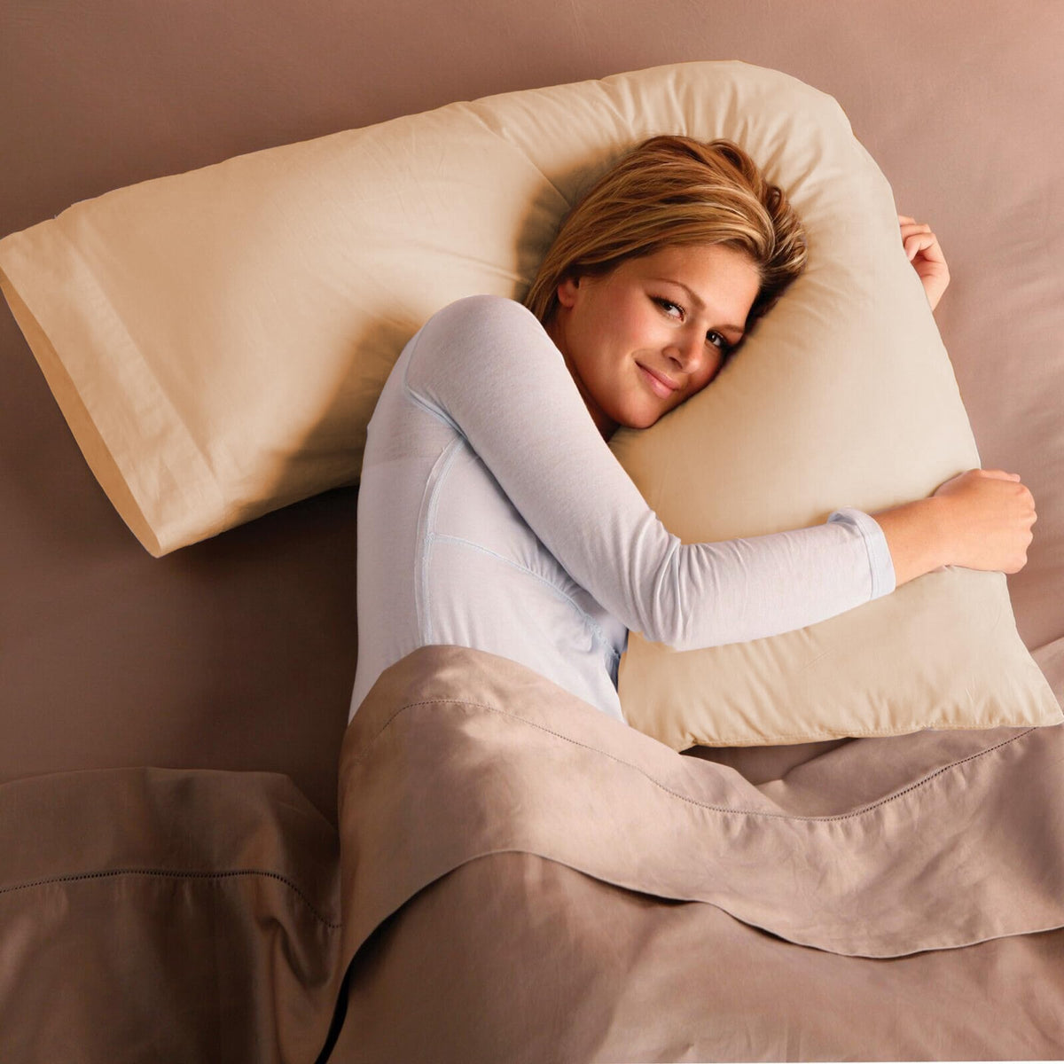 V shaped maternity support pillow with pillowcase