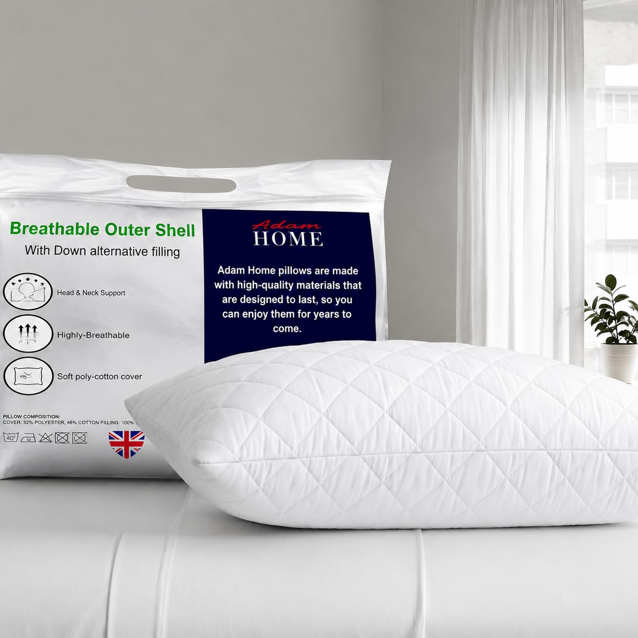 Quilted Pillows 48x74 cm – 1 Pack