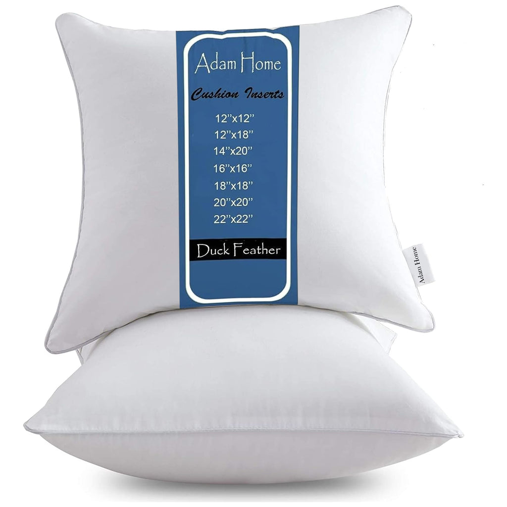 Duck Feather Cushion Pads 30x45 & 40x40 cm – 12 X 18 (Pack of 2) and 16 X 16 (Pack of 2)
