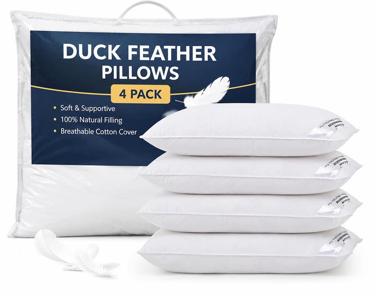 Duck Feather Pillows 48x74 cm – 4 Pack