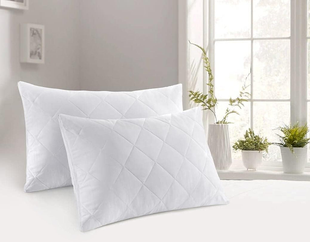 Adam Home Quilted Pillow Protectors 2 Pack (50 x 75 CM) - Soft Poly Cotton Zippered Pillow Cases – Durable, Breathable & Comfortable