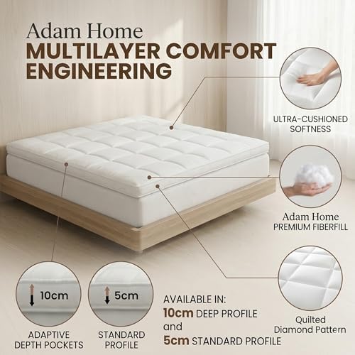 Adam Home Quilted Mattress Topper - Extra Deep with Corner Straps