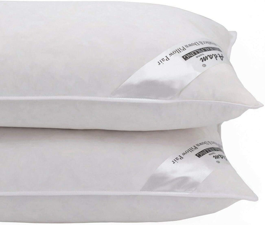 Adam Home Hotel Quality Duck Feather Pillows (2 Pack) – Side Sleeper, Quick Rebound, Dust Proof