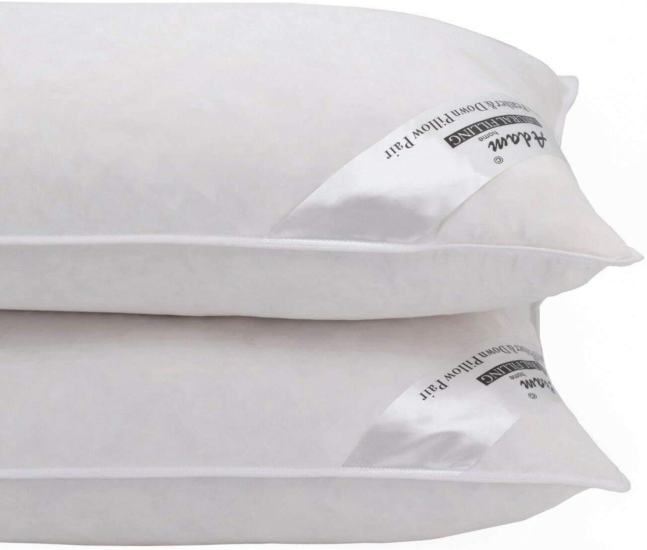 Adam Home Hotel Quality Duck Feather Pillows (2 Pack) – Side Sleeper, Quick Rebound, Dust Proof