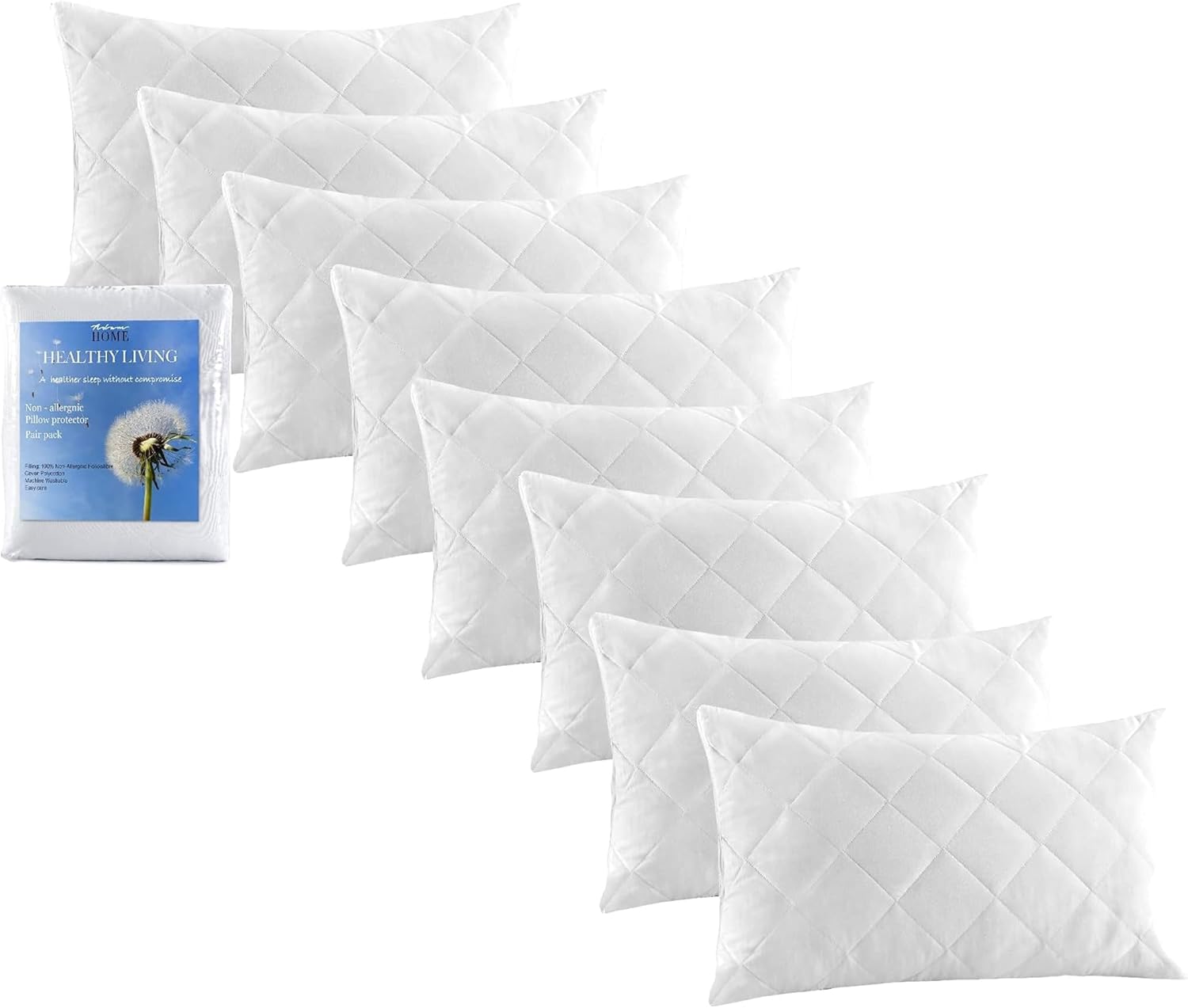 Adam Home Quilted Pillow Protectors 2 Pack (50 x 75 CM) - Soft Poly Cotton Zippered Pillow Cases – Durable, Breathable & Comfortable