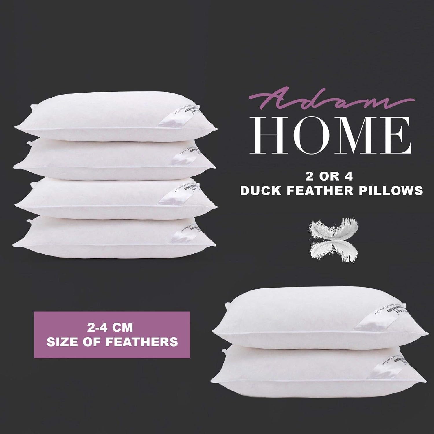 Adam Home Hotel Quality Duck Feather Pillows