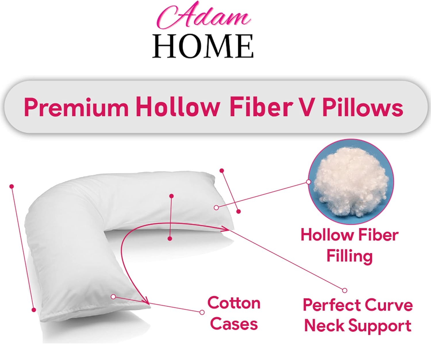 Adam Home V-Shaped Pillow with Pillowcase