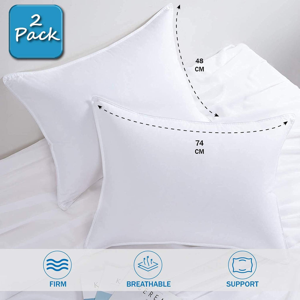 Adam Home Hotel Quality Duck Feather Pillows (2 Pack) – Side Sleeper, Quick Rebound, Dust Proof