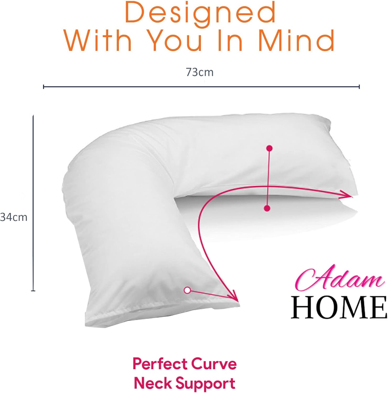 Adam Home V-Shaped Pillow with Pillowcase