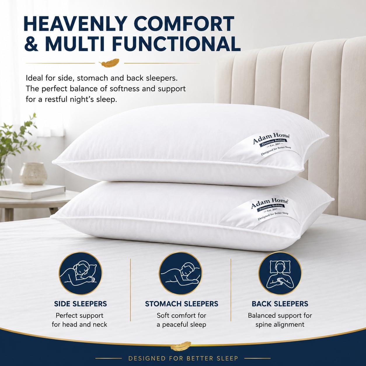 Adam Home Hotel Quality Duck Feather Pillows