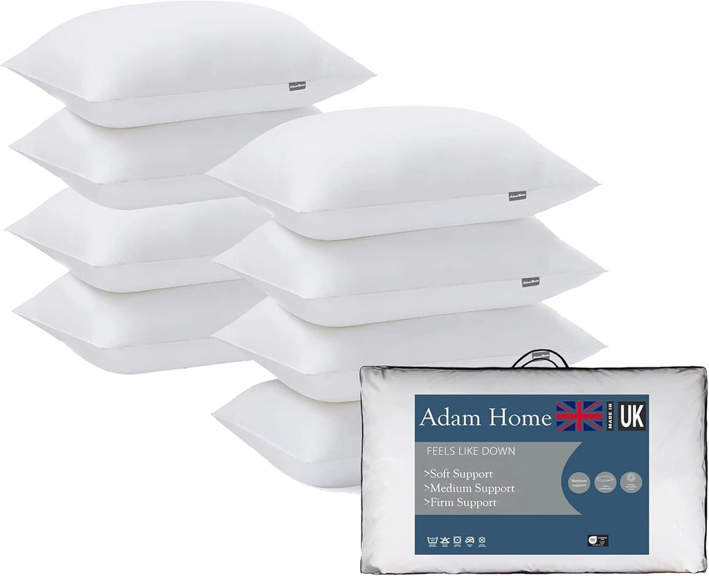 Adam Home Hotel Quality Pillows (2 Pack) – Side Sleeper, Quick Rebound, Dust Proof, Premium Filled