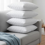 Adam Home Cushion Inserts 30cm x 45cm (12" x 18" inches) 4 Pack Hotel Quality Polycotton Quilted Cover Hypoallergenic Fluffy White Cushions Inner Bounce Back Hollowfibre Cushion Pads for Sofa