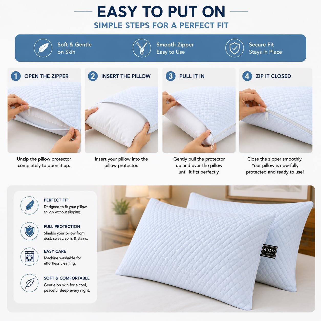 Adam Home Pillow Protectors (50 x 75 cm)