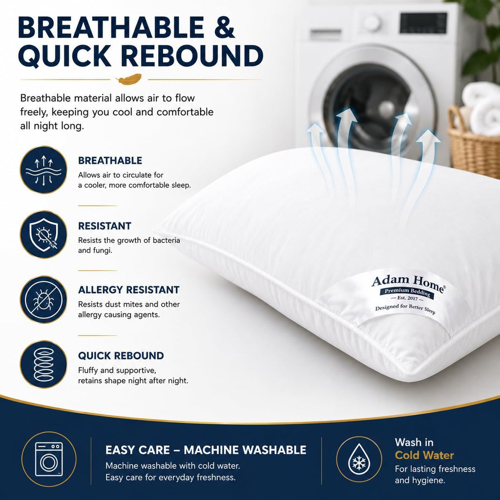 Adam Home Hotel Quality Duck Feather Pillows