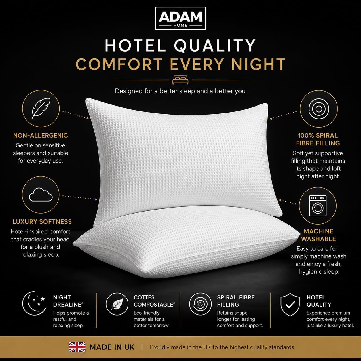 Adam Home Hotel Quality Textured Pillows