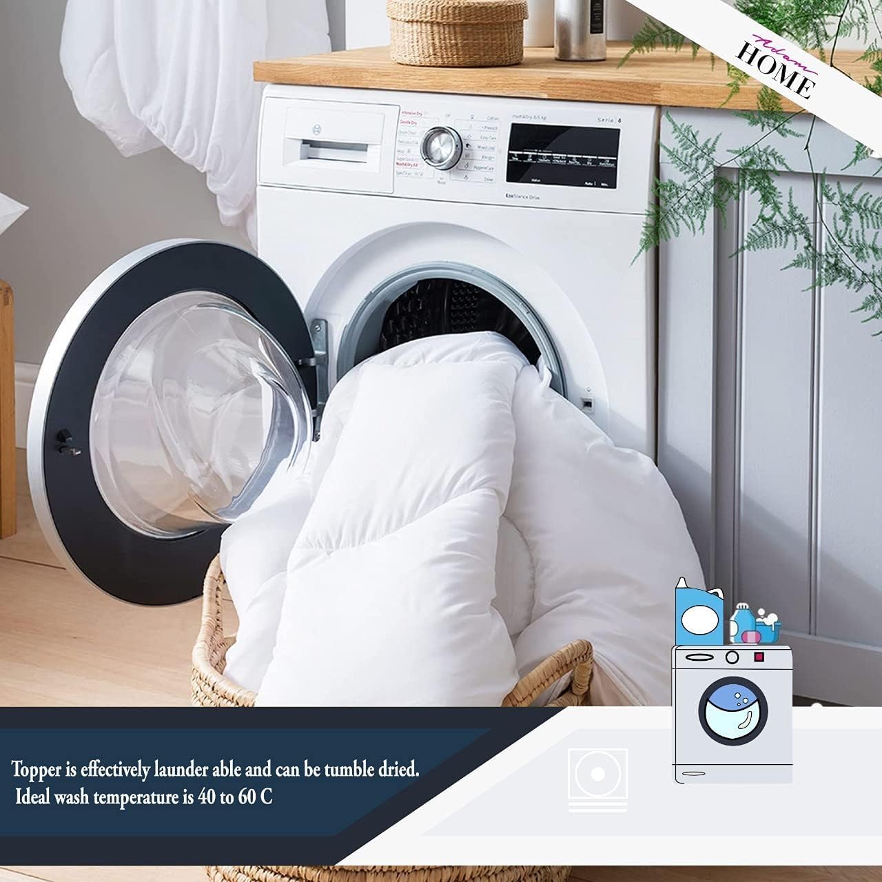 Adam Home Single Bed Mattress Topper (90x190 + 5 cm) – 2 Inch / 5 cm Thick Secondary image