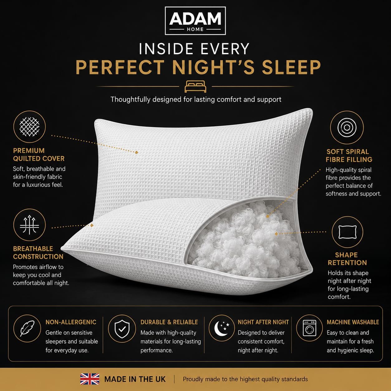 Adam Home Hotel Quality Textured Pillows