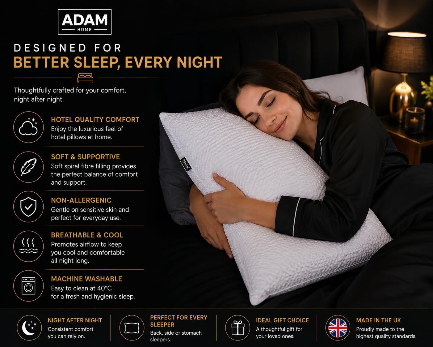 Adam Home Hotel Quality Textured Pillows