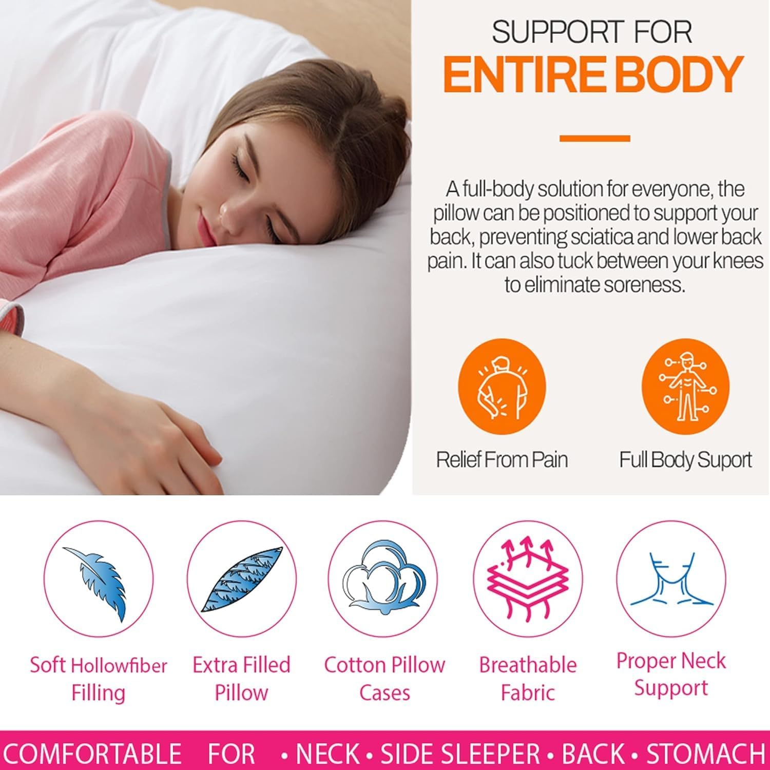 Adam Home V-Shaped Pillow with Pillowcase