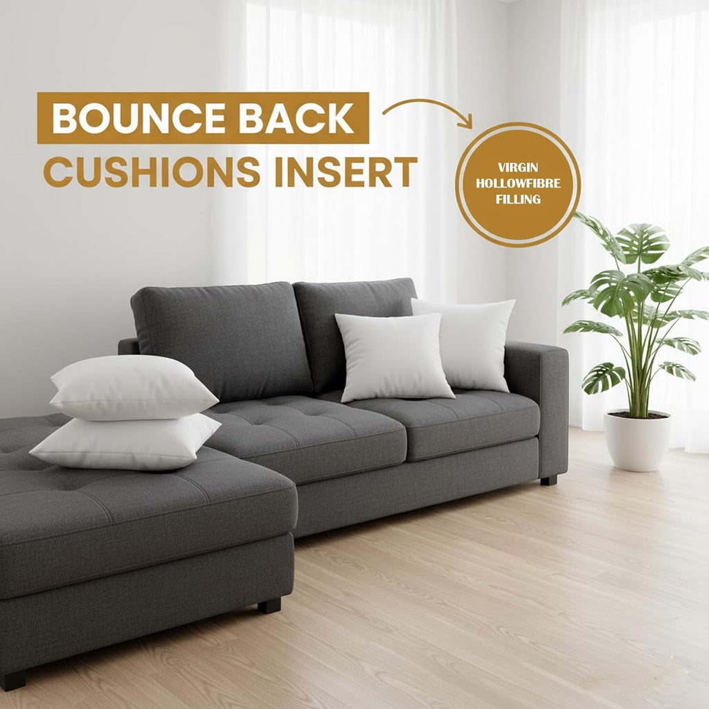 Adam Home Cushion Inserts 35cm x 35cm (14" x 14" inches) Hypoallergenic Fluffy White Cushion Inner, Perfect Hollowfibre for Sofa Cushion Pads (Pack of 4)