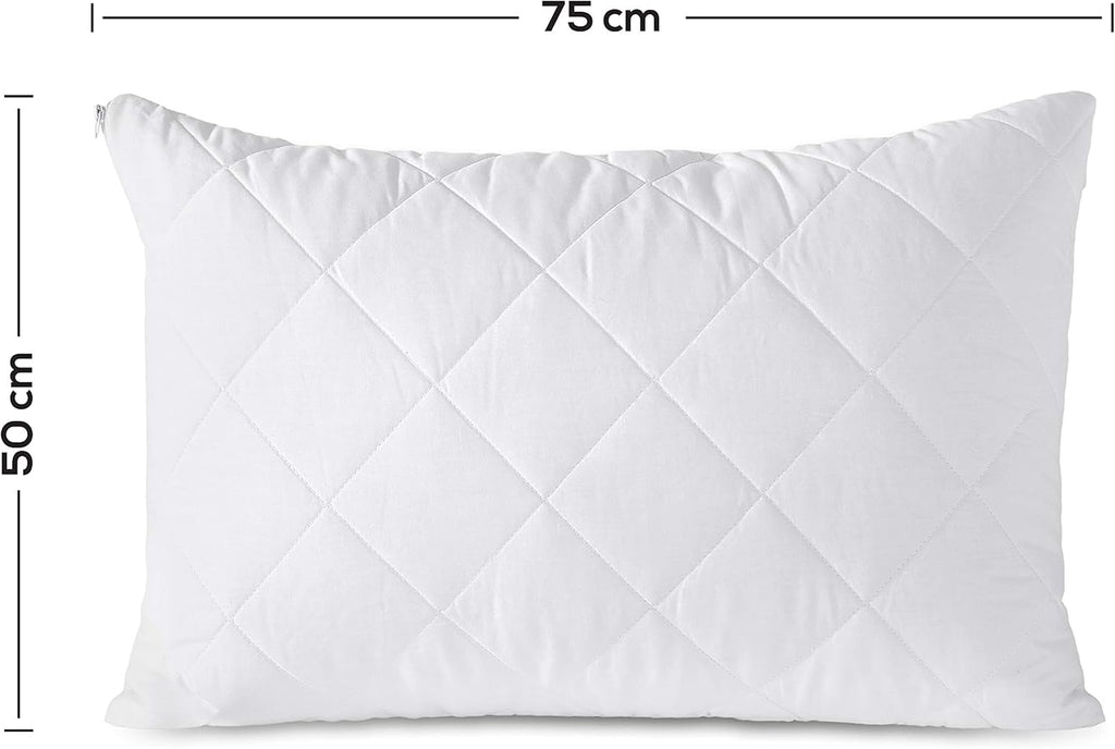 Adam Home Quilted Pillow Protectors 2 Pack (50 x 75 CM) - Soft Poly Cotton Zippered Pillow Cases – Durable, Breathable & Comfortable