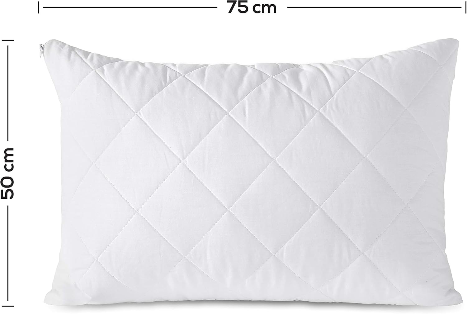 Adam Home Quilted Pillow Protectors 2 Pack (50 x 75 CM) - Soft Poly Cotton Zippered Pillow Cases – Durable, Breathable & Comfortable