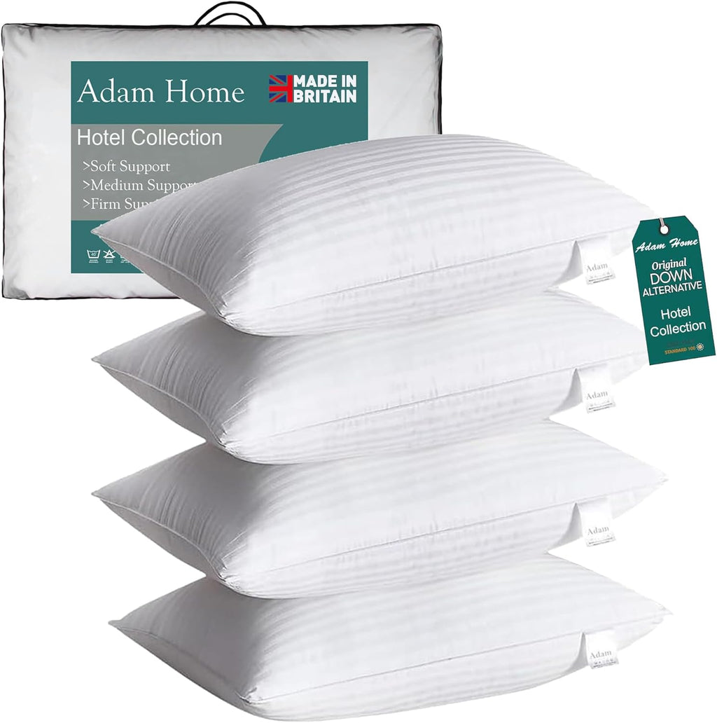 Adam Home Hotel Quality Pillows (2 Pack) – Side Sleeper, Quick Rebound, Dust Proof