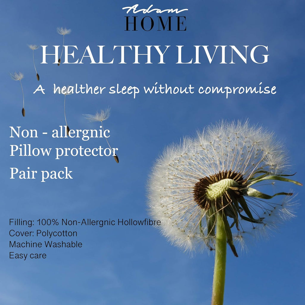 Adam Home Quilted Pillow Protectors 2 Pack (50 x 75 CM) - Soft Poly Cotton Zippered Pillow Cases – Durable, Breathable & Comfortable