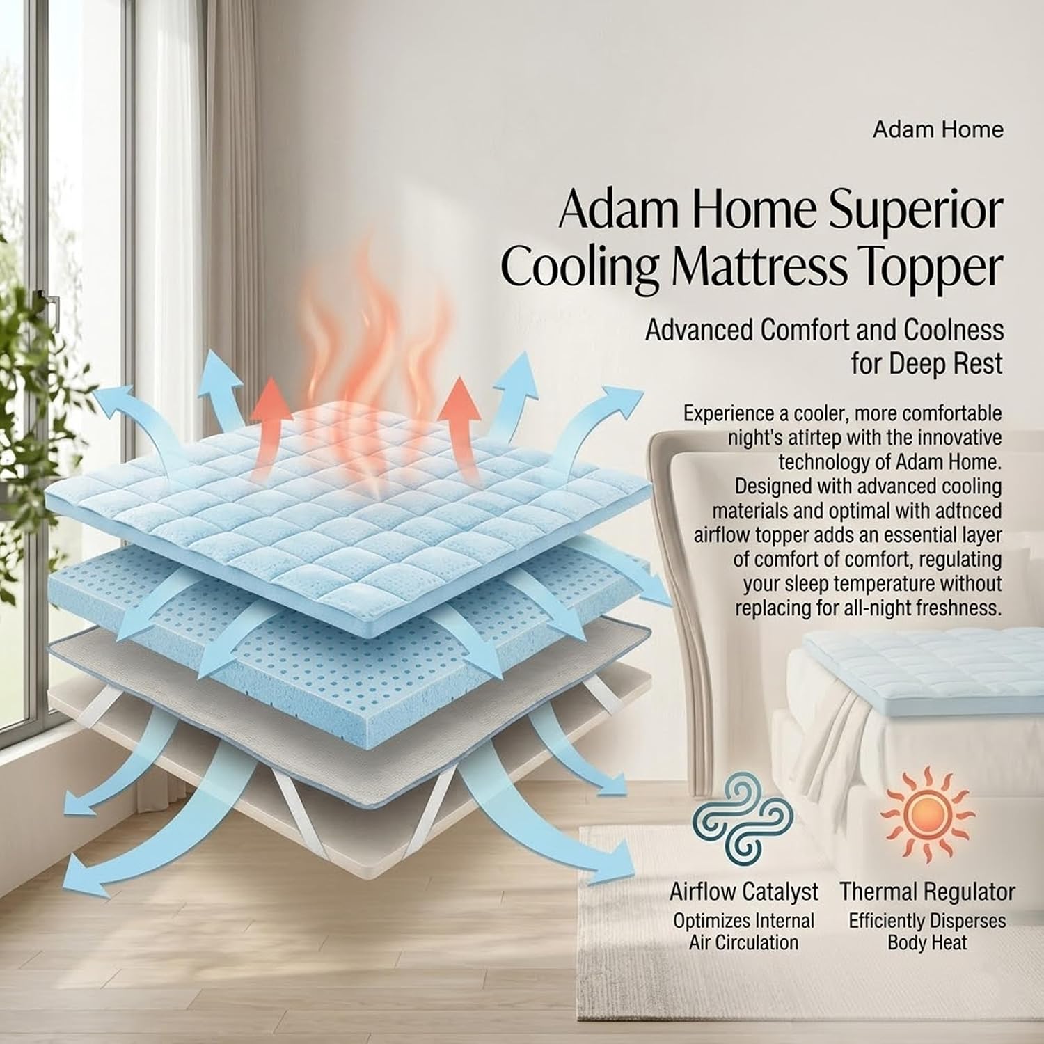 Adam Home Quilted Mattress Topper - Extra Deep with Corner Straps