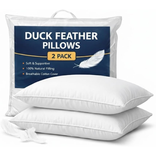 Adam Home Hotel Quality Duck Feather Pillows (2 Pack)