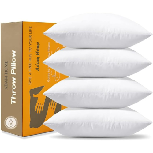 Adam Home Cushion Inserts 35cm x 35cm (14" x 14" inches) Hypoallergenic Fluffy White Cushion Inner, Perfect Hollowfibre for Sofa Cushion Pads (Pack of 4) Main image