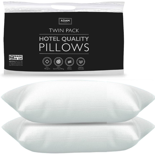 Adam Home Premium Hotel Pillows (2 Pack) – Bouncy Side Sleeper, Neck & Shoulder Support, Dust Proof, Breathable Cover, 48x74 cm, Made in UK Main image