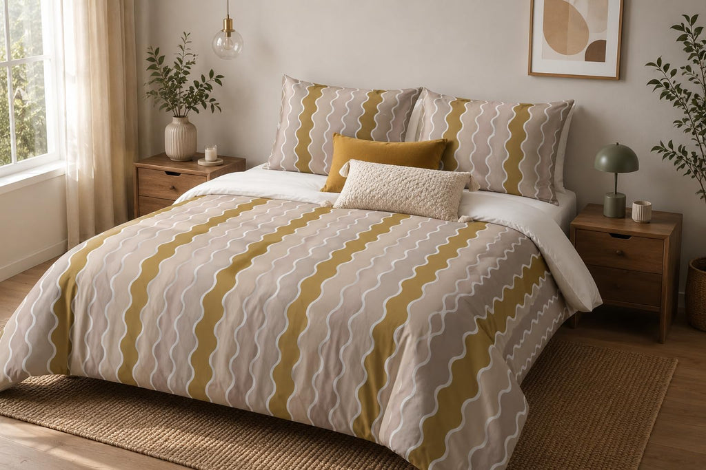 Stripe Duvet Cover Set – Abstract Wavy Stripe
