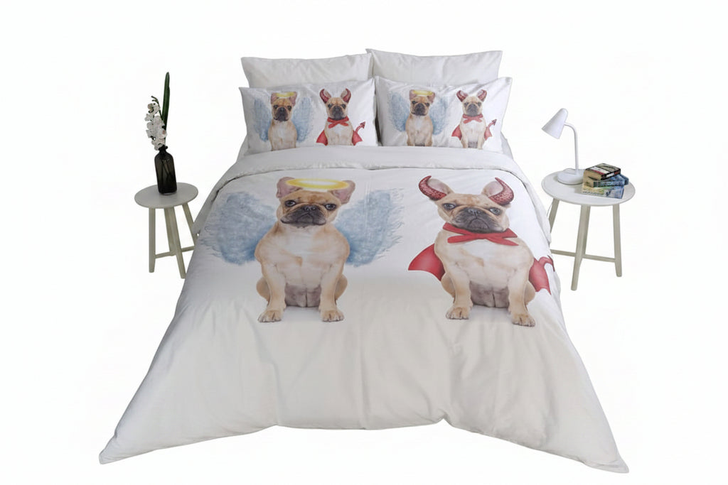 Dog Duvet Cover Set – Angel & Devil Dog