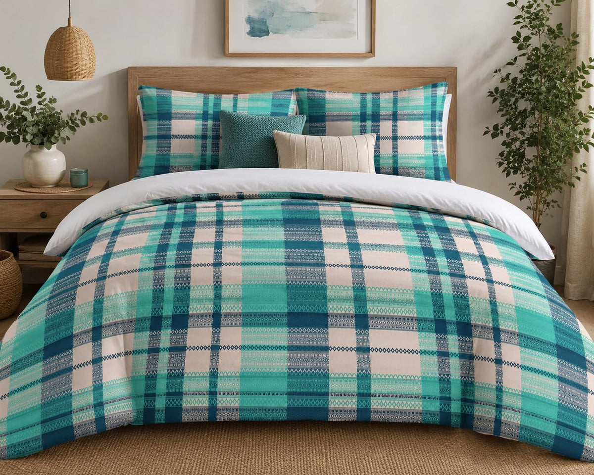 Plaid Duvet Cover Set – Aqua Plaid