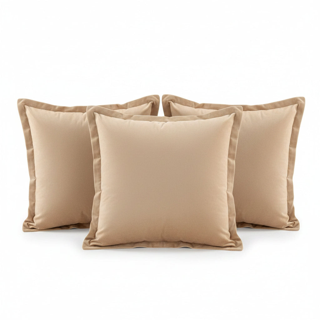 Velvet Cushion Covers 45x45 cm – Beige 18''x 18''