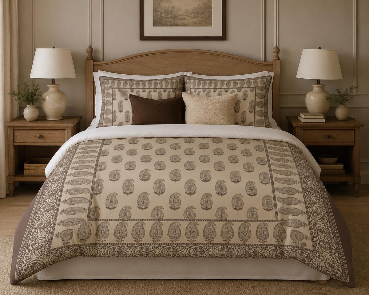 Framed Heritage Duvet Cover Set – Beige Mocha
