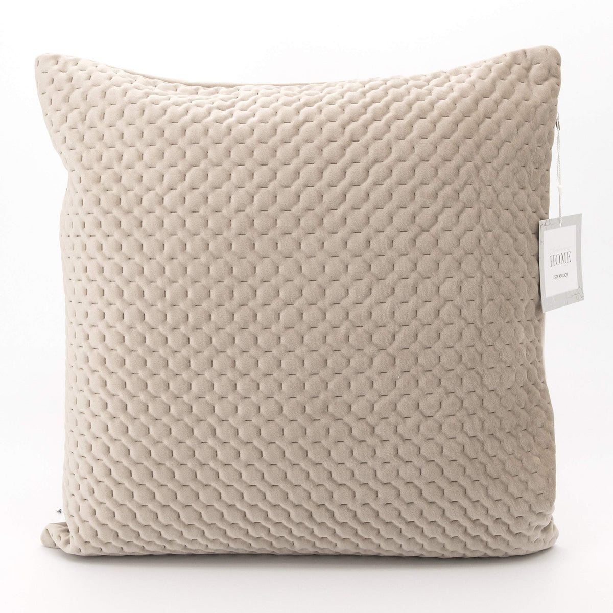 Quilted Velvet Cushion Covers 43x43 cm – Beige Main image