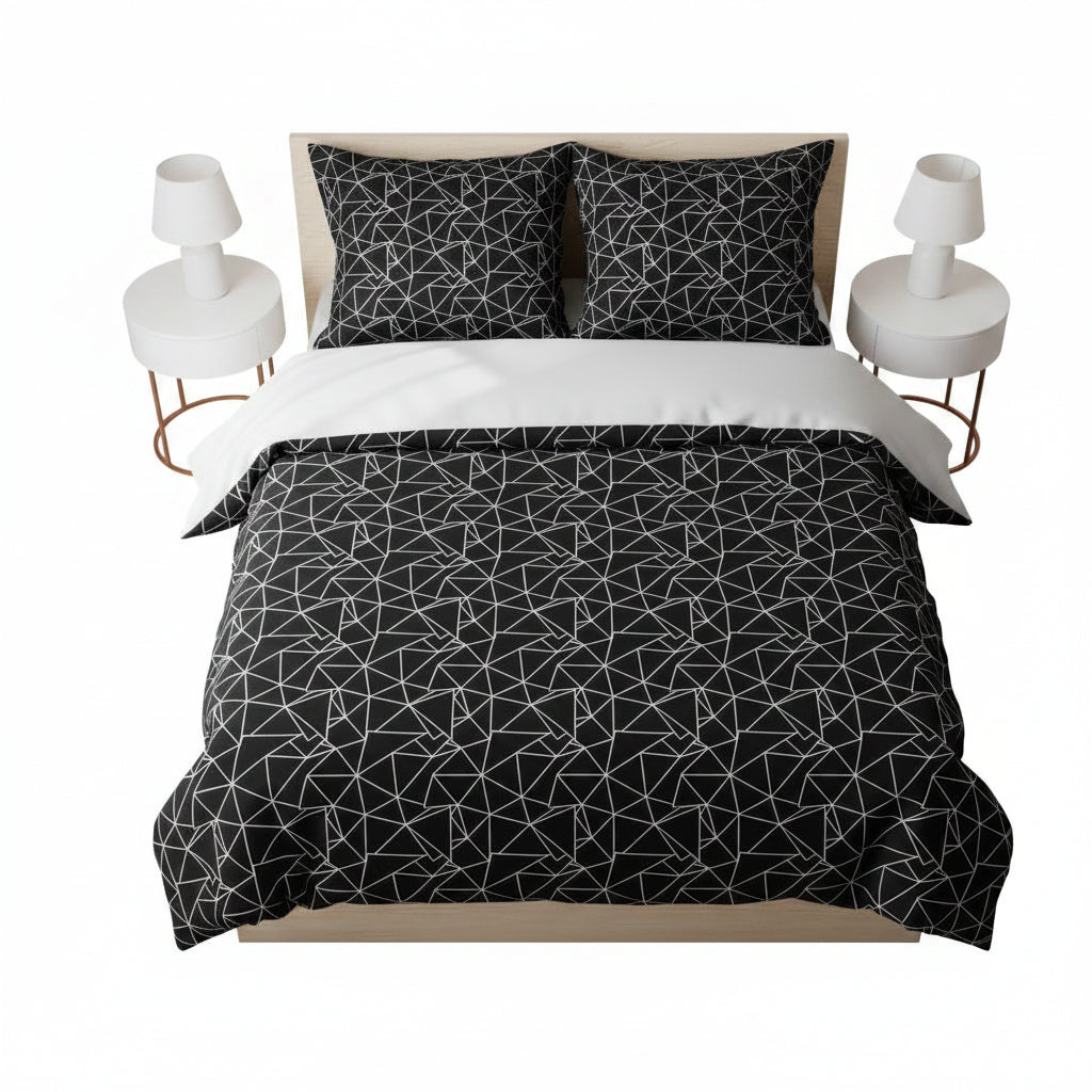 Geometric Duvet Cover Set – Black Geometric