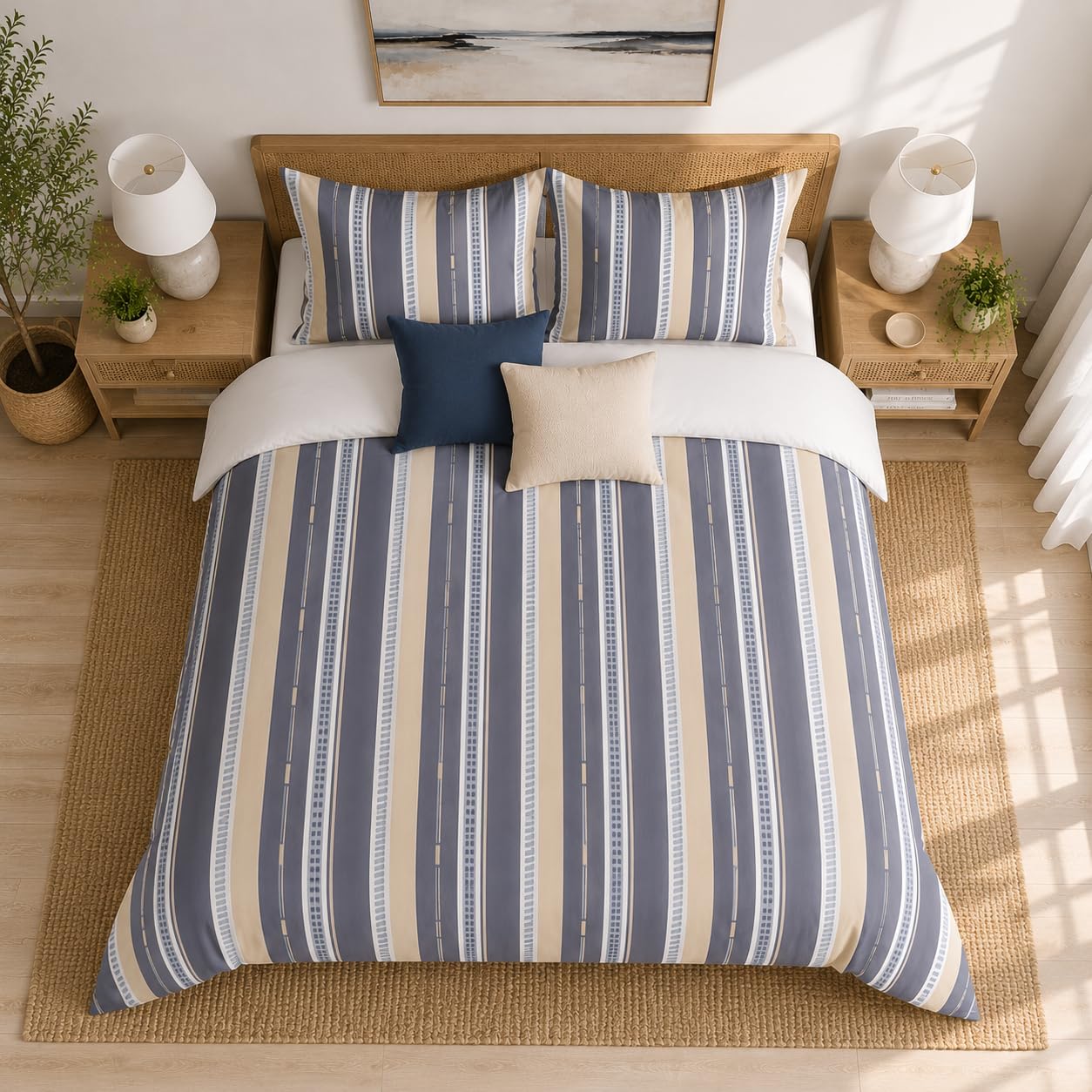 Stripe Duvet Cover Set – Blue & Beige Stripe