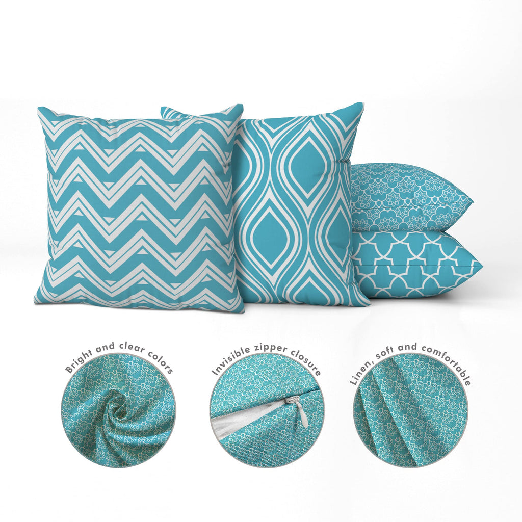 Blue Cushion Covers 45x45 cm – Linen Blend, Set of 4 (view 2)