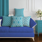 Blue Cushion Covers 45x45 cm – Linen Blend, Set of 4 (view 3)