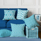 Blue Cushion Covers 45x45 cm – Linen Blend, Set of 4 (view 4)