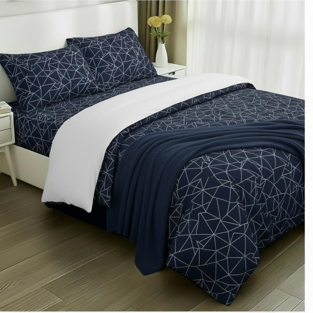 Geometric Duvet Cover Set – Blue Geometric